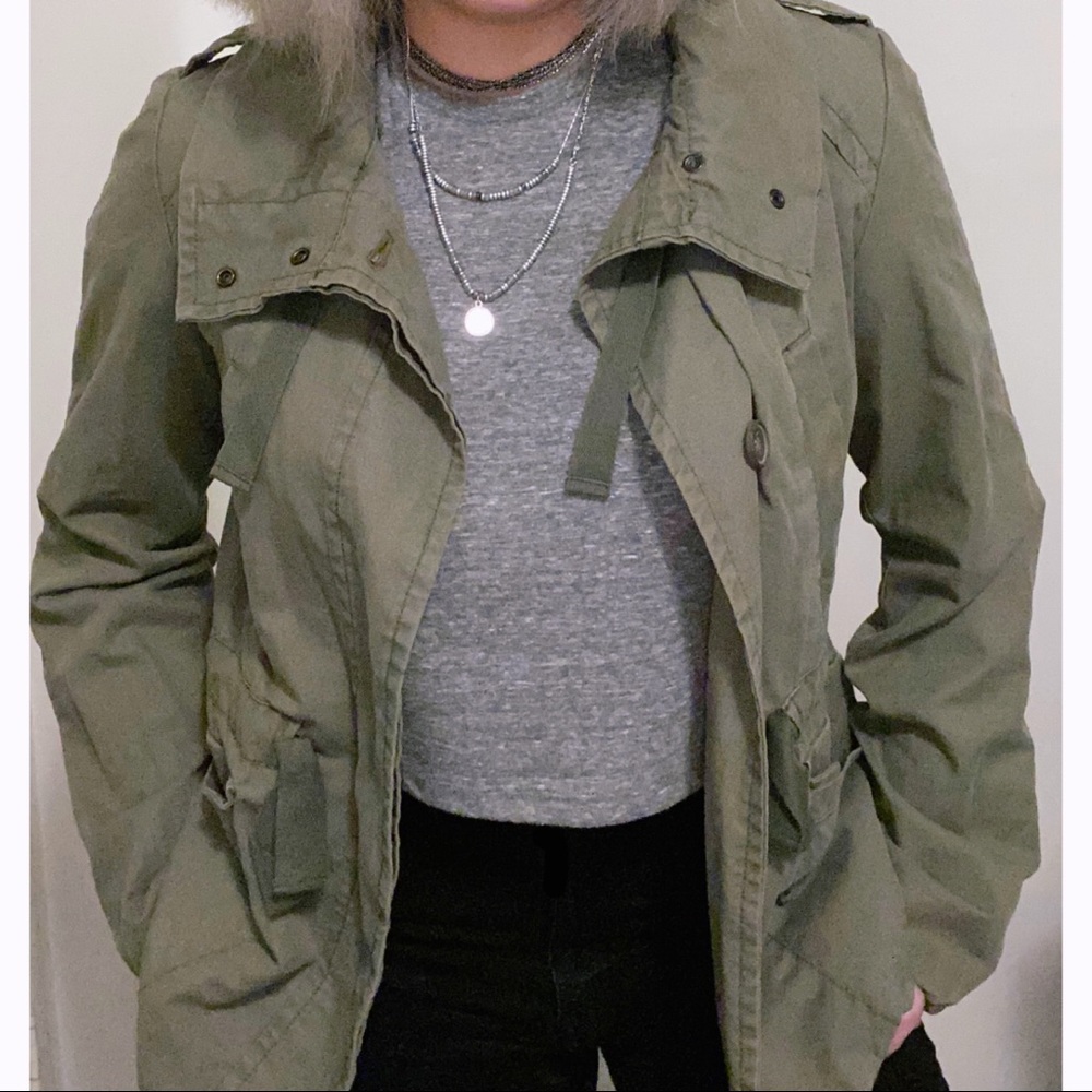 GAP Army Military Green Jacket Coat Size S - Picture 3 of 8